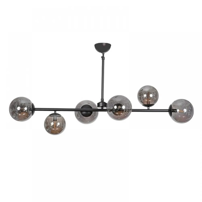NG Lighting Kremasto Fotistiko Rag Xeiropoiito Metalliko Mavro me Fime Gyalia Exafoto G9 100x70cm 2026845